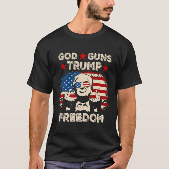 T-shirt God Guns Trump Freedom Republican Conservative Vin (Devant)