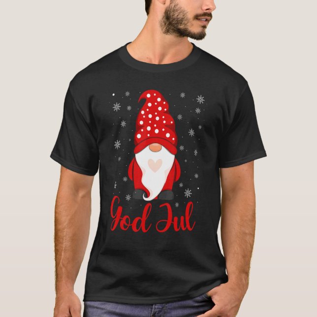 T-shirt God Jul Norwegian Gnome Joyeux vêtement de Noël (Devant)