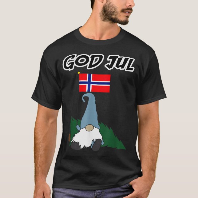 T-shirt God Jul Norwegian Gnome Merry Christmas Norway Tee (Devant)