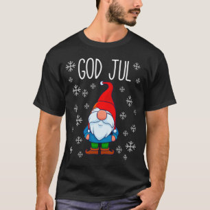 T-shirt God Jul, Swedish Tomte Gnome, Merry Scandinave