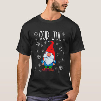 T-shirt God Jul Swedish Tomte Gnome Scandinave Merry Chr