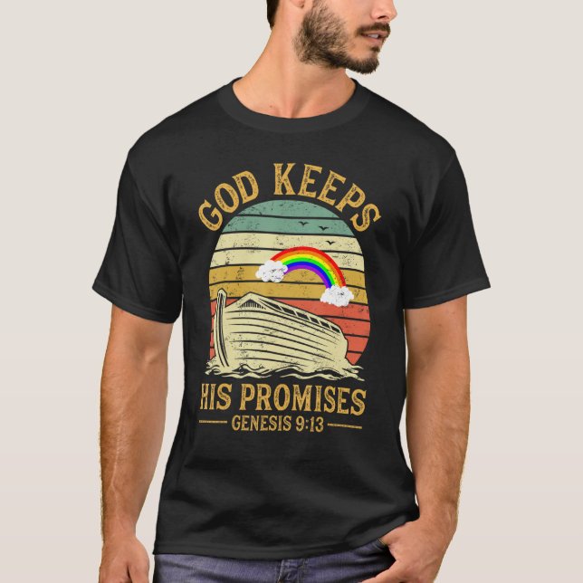 T-shirt God Keeps His Promises Rainbow Noah Ark Jesus Chri (Devant)