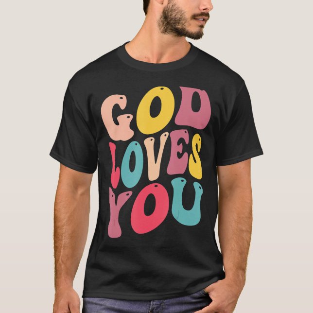 T-shirt god loves you for christain kids (Devant)