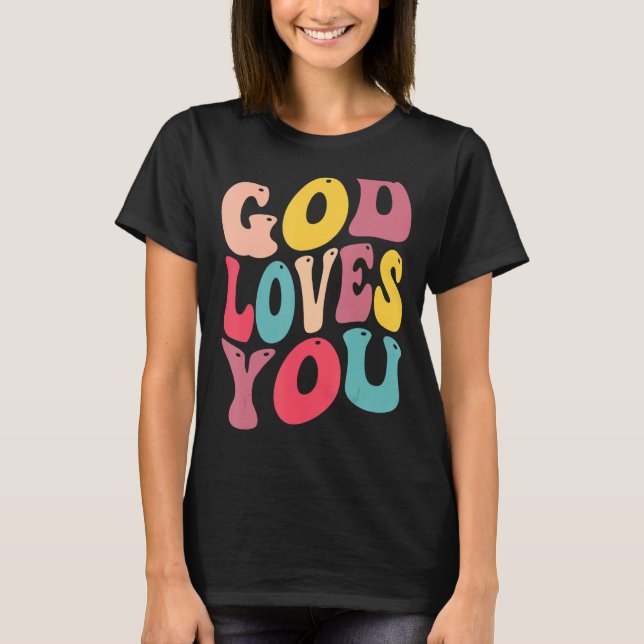 T-shirt god loves you for christain kids (Devant)