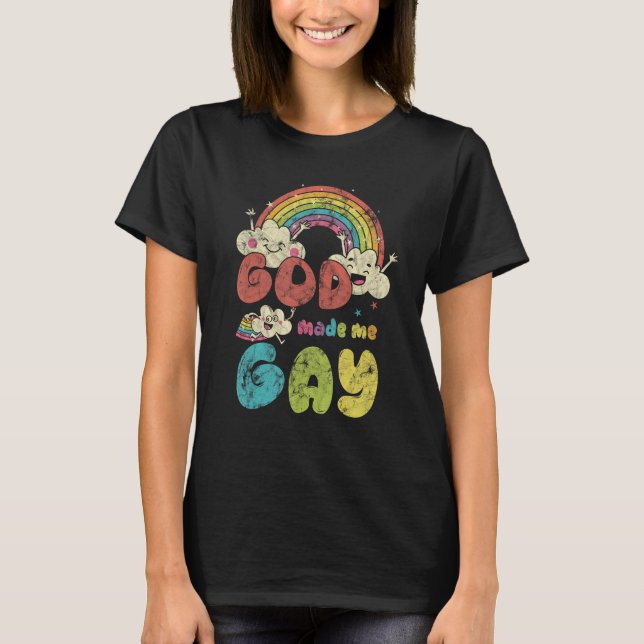 T-shirt God Made Me Gay Rainbow LGBT Support Christian (Devant)
