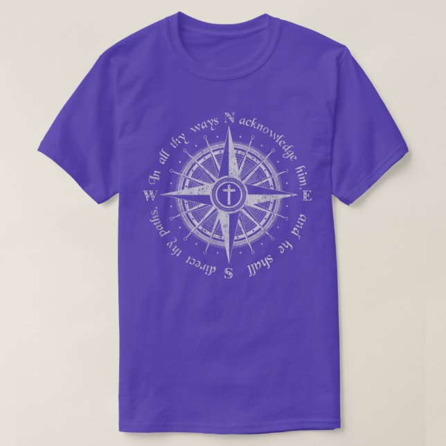 T-shirt God Will Direct Your Path Compass Religion Christi (Design devant)