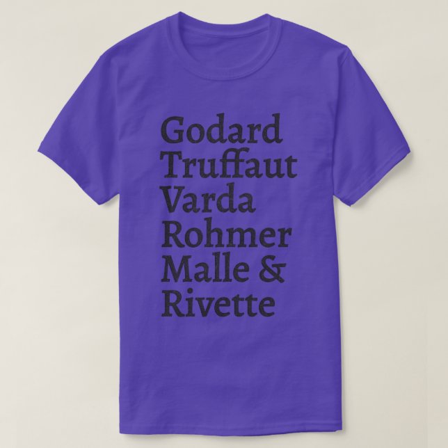 T-shirt Godard Truffaut Varda Rohmer Malle Rivette Françai (Design devant)