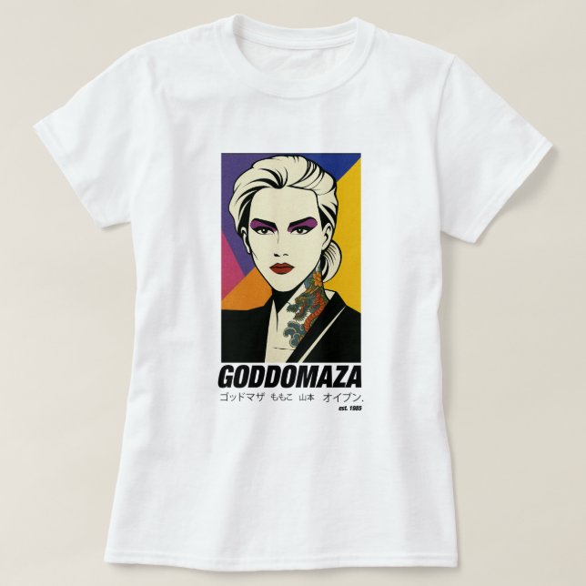 T-SHIRT GODDOMAZA EST. 1985 FEMME DE COULEUR TEE BLANC (Design devant)