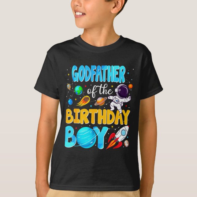 T-shirt Godfather Of The Birthday Boy Space Astronaut 1st  (Devant)