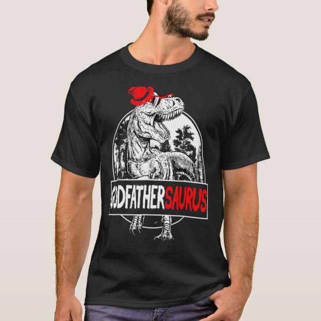 T-shirt Godfathersaurus T rex Dinosaur Parrain Parrain (Devant)