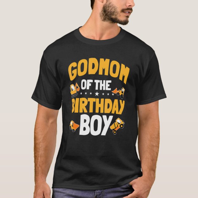 T-shirt Godmamie De L'Anniversaire Boy Construction Ouvrie (Devant)