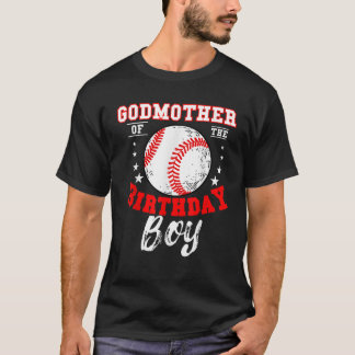 T-shirt Godmère De L'Anniversaire Boy Baseball Thème Anniv