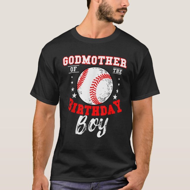 T-shirt Godmère De L'Anniversaire Boy Baseball Thème Anniv (Devant)