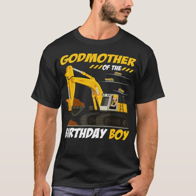 T-shirt Godmère De L'Anniversaire Boy Construction Birthda (Devant)