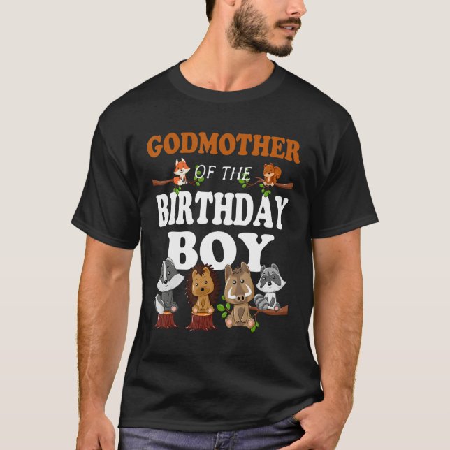 T-shirt Godmère De L'Anniversaire Boy Woodland Party Match (Devant)