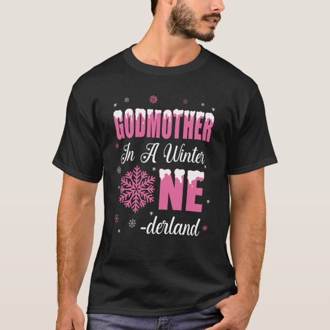 T-shirt Godmère De L'Anniversaire Fille Hiver Onederland 1 (Devant)