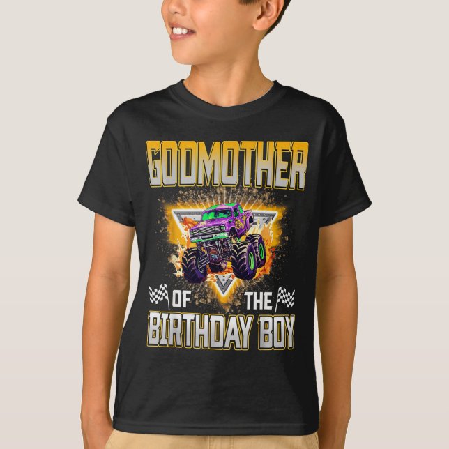 T-shirt Godmother Of The Birthday Boy Monster Truck Birthd (Devant)