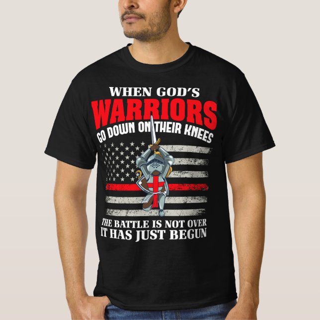 T-shirt Gods Guerrier Christian Américain Soldat US Drapea (Devant)