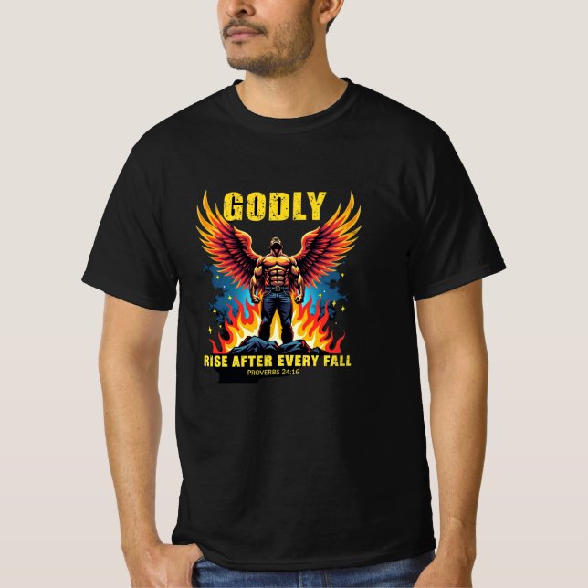 T-shirt Goely Rise - Warrior à ailes de feu (Proverbes 24: (Devant)