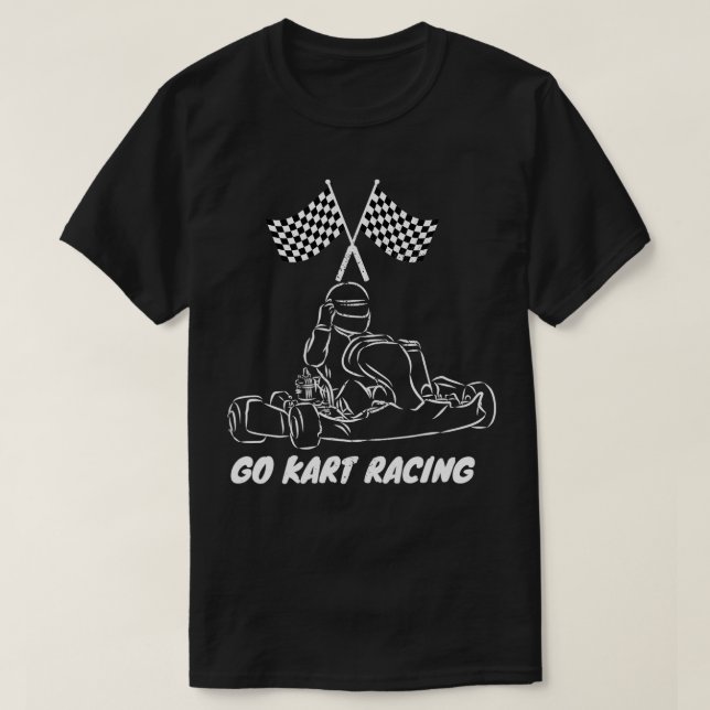 T-shirt GoKart Racers Cool Go Kart Racing Race Drapeau Des (Design devant)