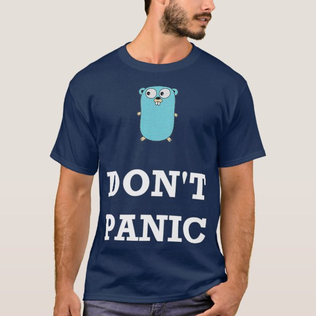T-shirt Golang Gopher Programmation Humour Ne Panique (Devant)