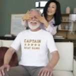 T-shirt Gold 3-D Stars Texte Personnalisé Conception Nauti<br><div class="desc">Design nautique à ton or simple,  nom de capitaine et de bateau avec étoiles d'or 3-D. Design simple et élégant pour un capitaine de bateau.</div>