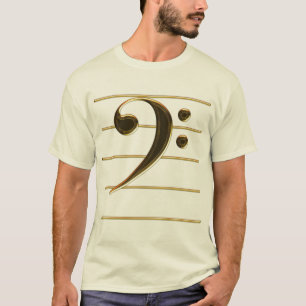 T-shirt Gold Bass Clef Music Note