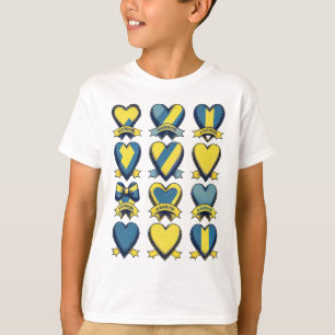 T-shirt Gold Blue Heart Down Syndrome