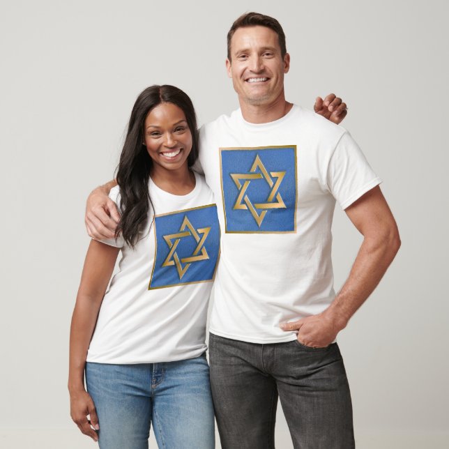 T-shirt Gold Blue Star de David Art Panel (Unisexe)