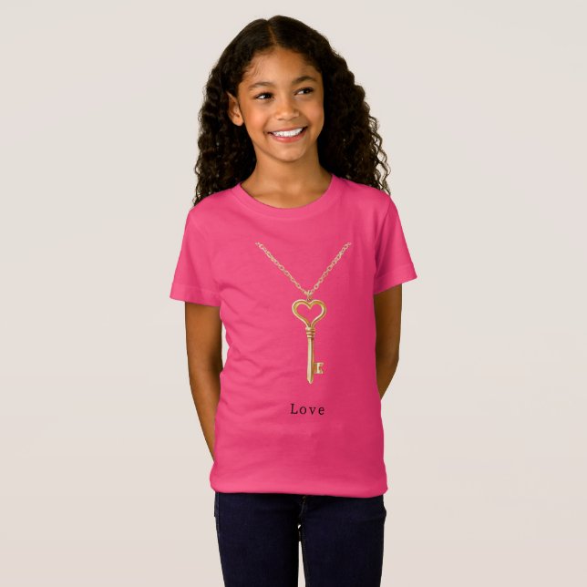 T-Shirt Gold Chain Heart Necklace Love (Devant entier)