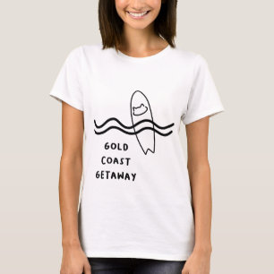 T-shirt "Gold Coast Getaway"   Illustration Surfboard avec