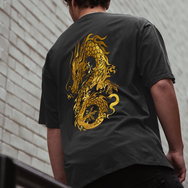 T-shirt Gold Dragon 龍 Zodiac Cadeau Chinois Japonais 漢 字 (Créateur téléchargé)