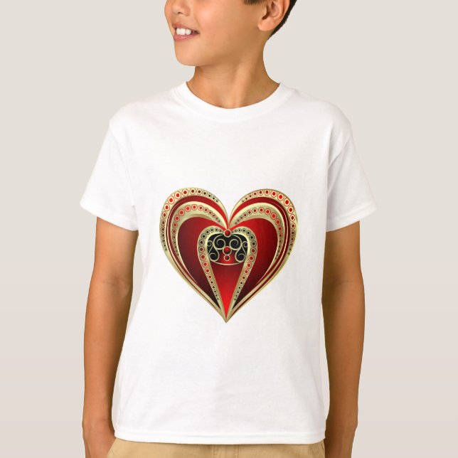 T-shirt Gold et Red Heart (Devant)