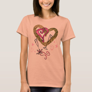 T-shirt Gold Faux Parties scintillant & Coeurs roses Lunet