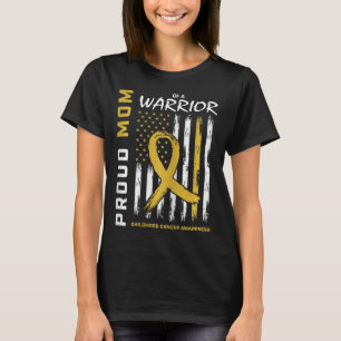 T-shirt Gold Fiers Maman d'un guerrier Enfance Cancer Awar