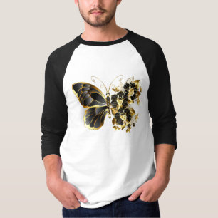 T-shirt Gold flower Butterfly with Black Orchid