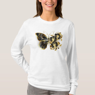 T-shirt Gold flower Butterfly with Black Orchid
