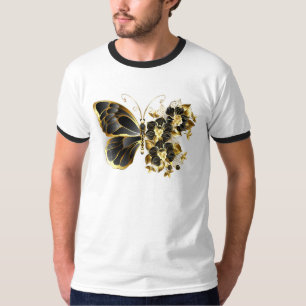T-shirt Gold flower Butterfly with Black Orchid