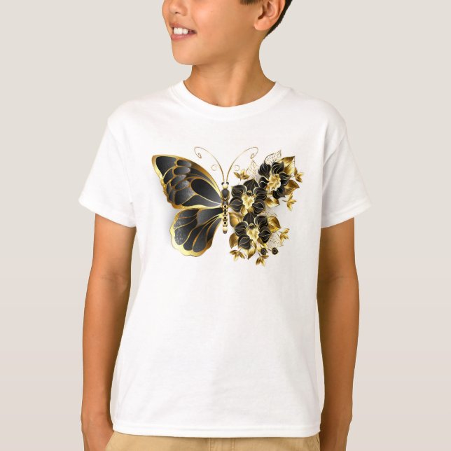 T-shirt Gold flower Butterfly with Black Orchid (Devant)
