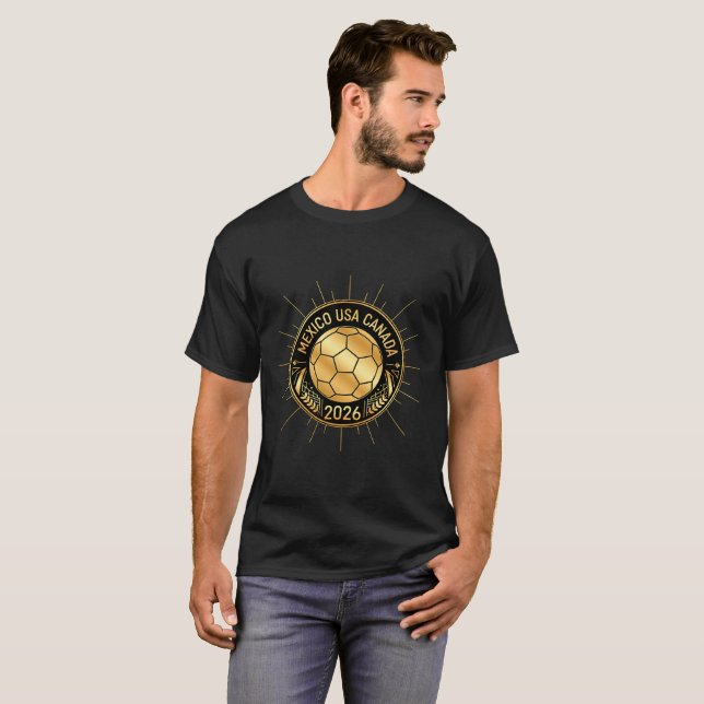 T-shirt Gold Football Emblem 2026 | Mexico USA Canada (Devant entier)