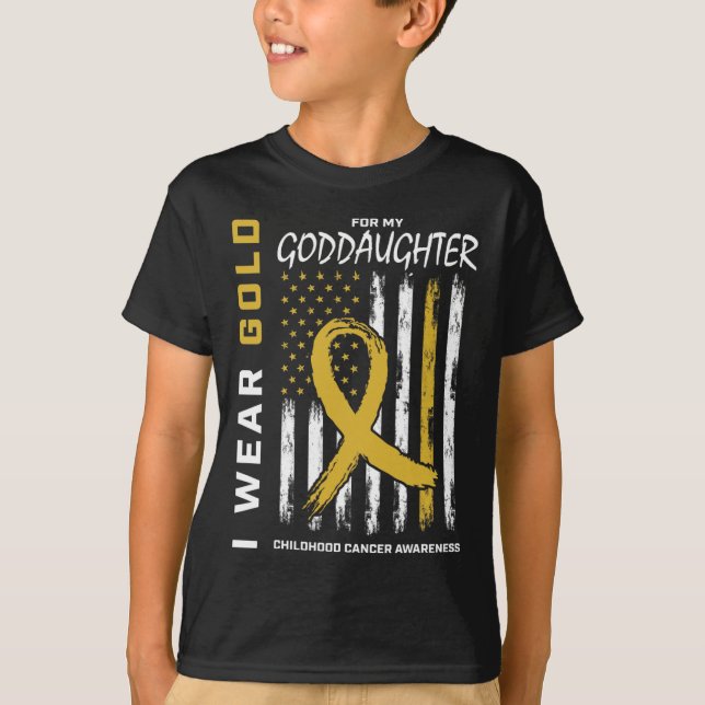 T-shirt Gold Goddaughter Childhood Cancer Awareness Americ (Devant)