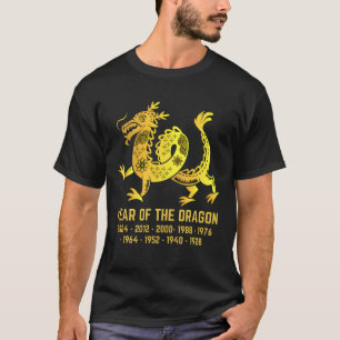 T-shirt Gold Gradient Année Du Dragon Zodiac Chinois