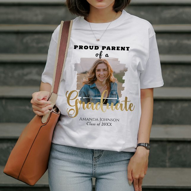 T-shirt Gold Graduate Photo Fier Parent Graduation (Créateur téléchargé)