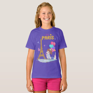 T-shirt Gold I Love Paris Tour Eiffel