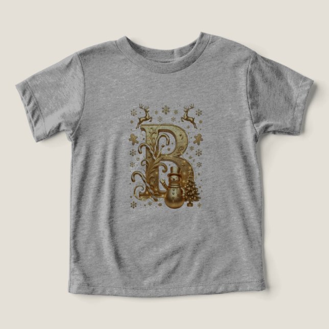 T-Shirt Gold Letter B Luxury Toddler Triblend (Design Recto)