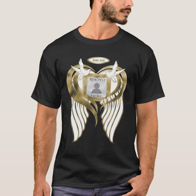 T-shirt Gold Memorial | Ajouter une photo avec des ailes,  (Devant)