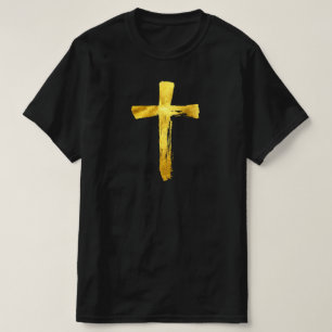 T-shirt Gold Modern Cross - Christian Religion Crucifix