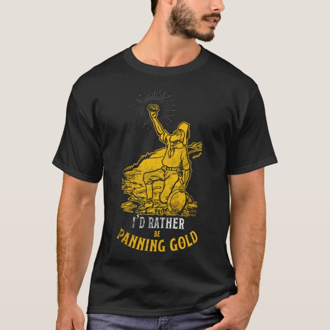 T-shirt Gold Panning Design Baseball  Sleeve (Devant)