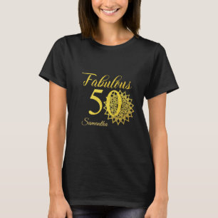 T-shirt Gold Parties scintillant Black Fabulous 50e annive