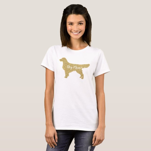 T-shirt Gold Parties scintillant Golden Retriever | Maman  (Devant entier)